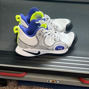 Nike Kids' White and Black Sneakers with Blue Accents